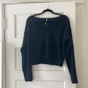 Free people black cashmere v neck sweater